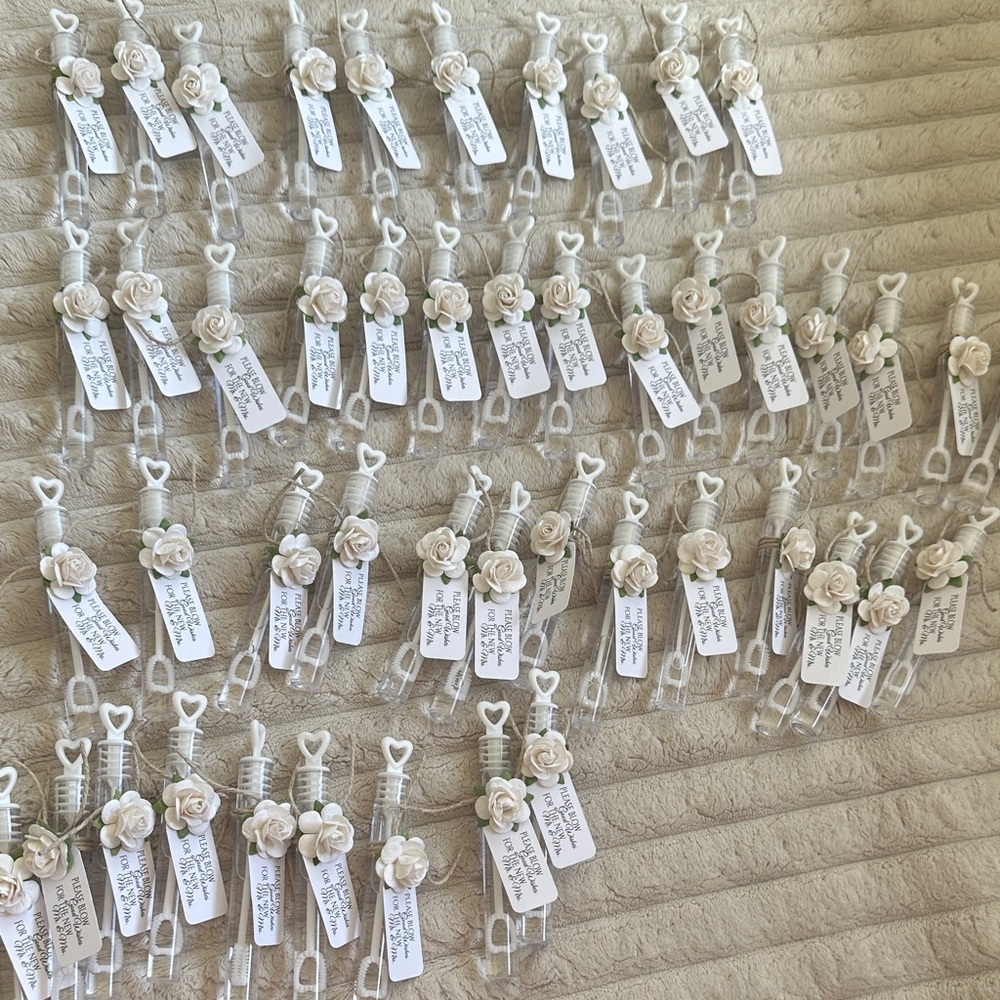 Elegant White Rose Bubble Wands for Wedding Grand Exit